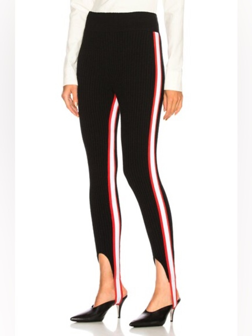 CALVIN KLEIN 205W39NYC
Side Stripe Ribbed Stirrup Legging wool blend knit Italy